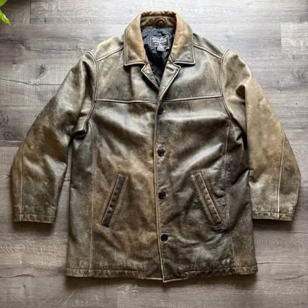 Vintage Eddie Bauer Leather Coat Jacket
